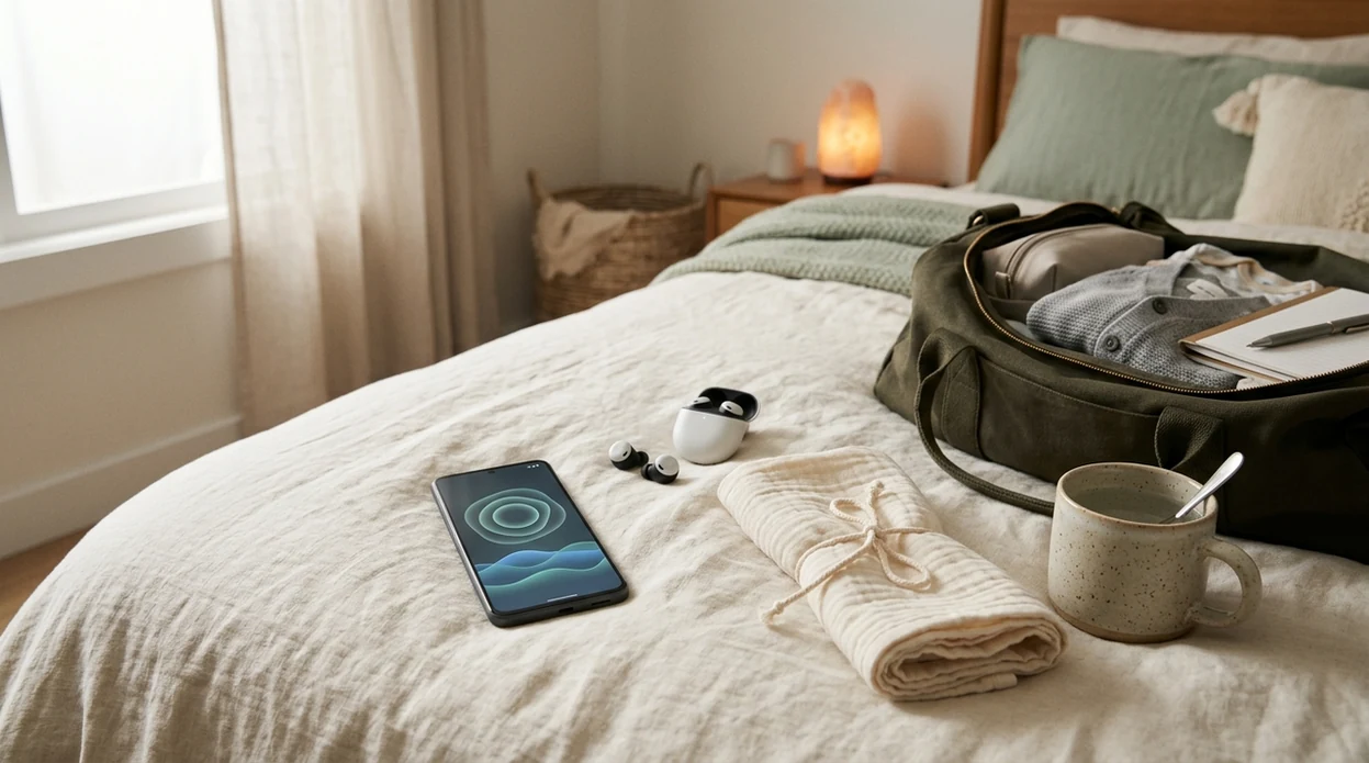 calm labor app bedroom still life