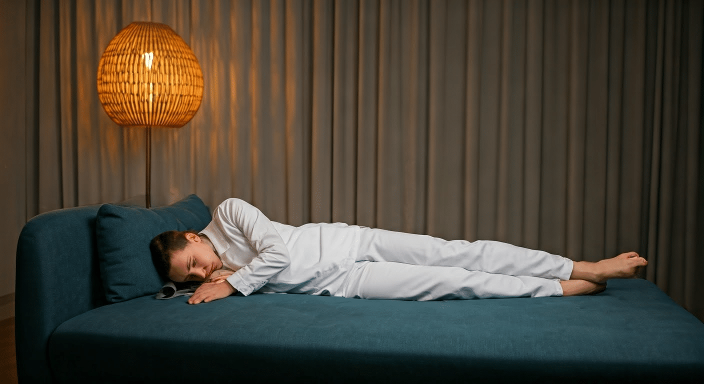 Close-up on pillow arrangement aiding labor induction