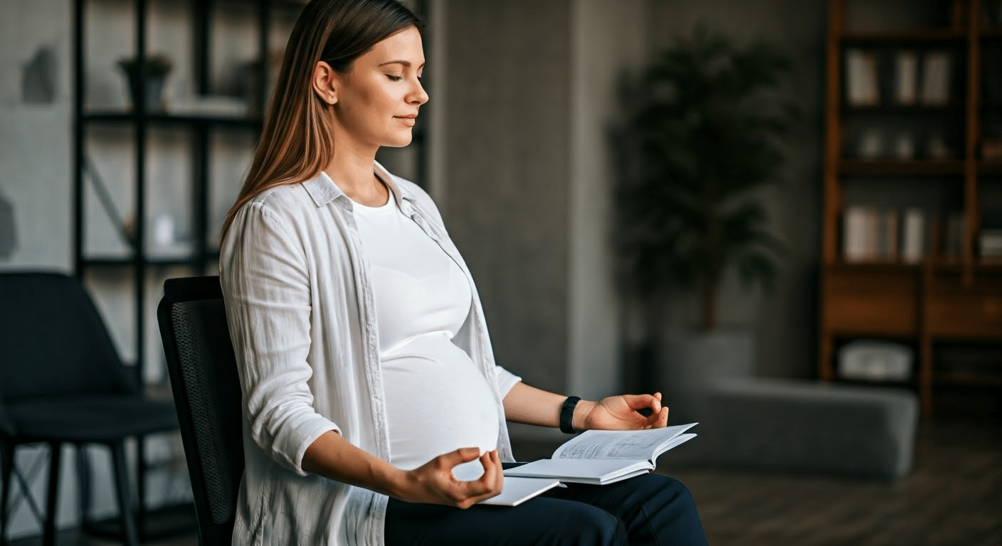 Pregnant woman engaged in meditation practice