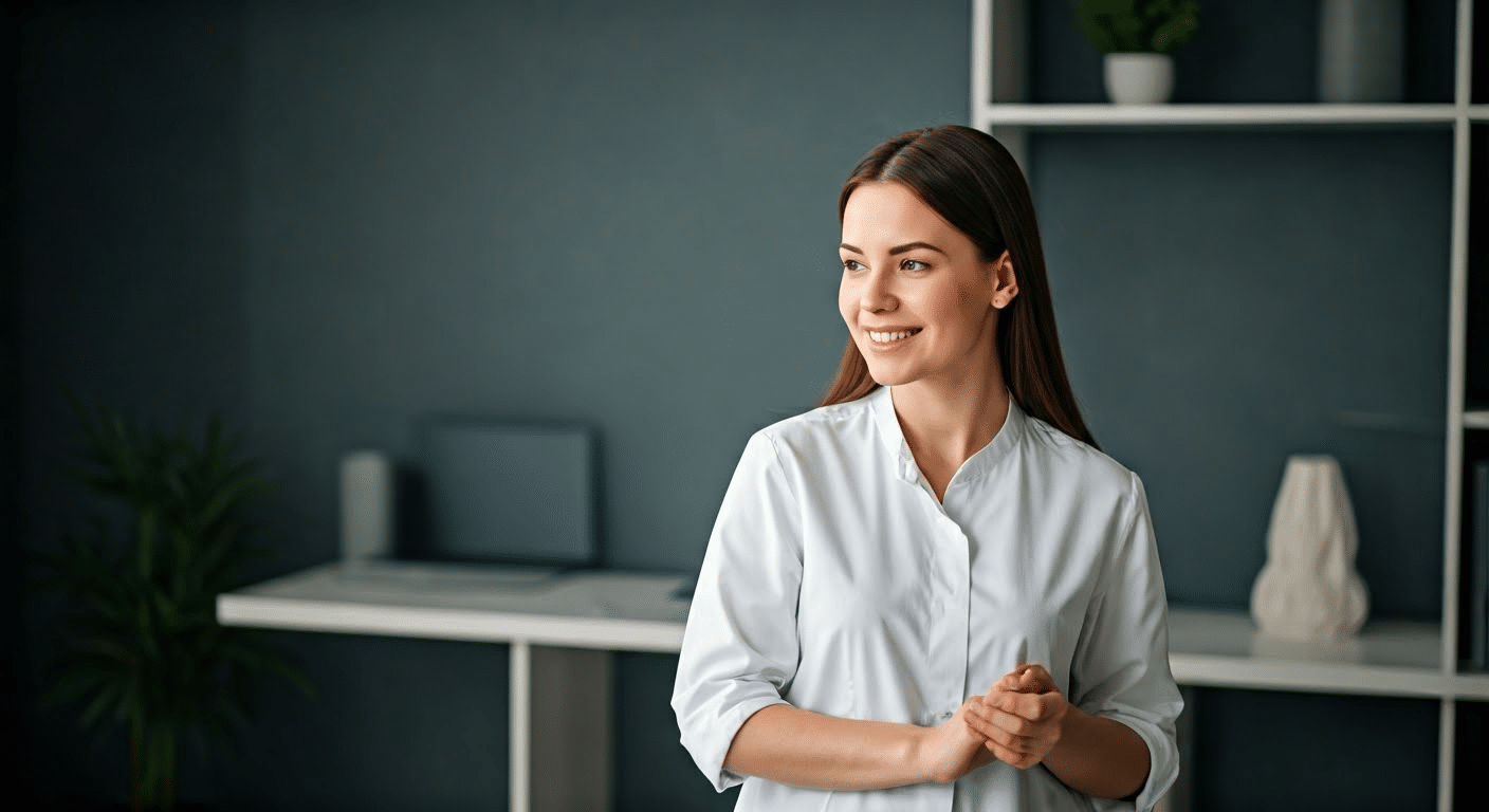 Pregnant woman interacting with prenatal vitamins