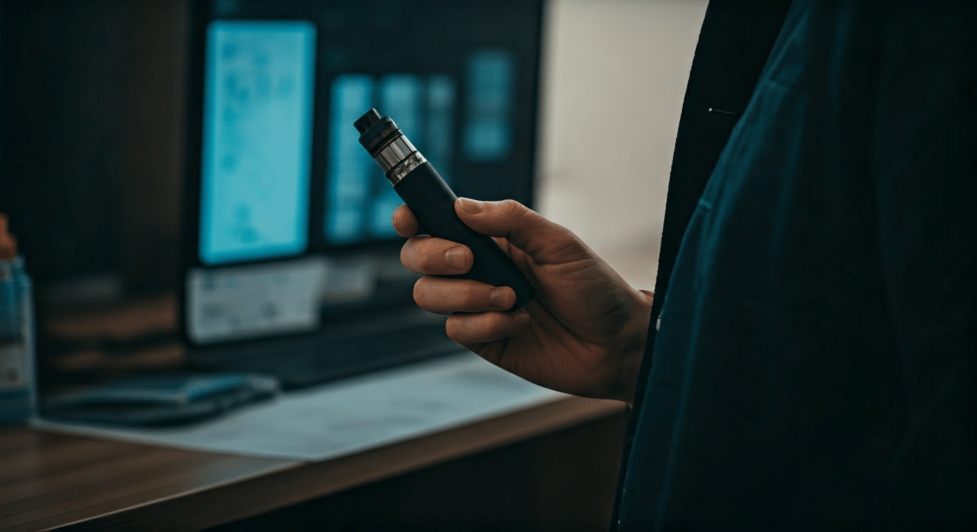 A close-up of a vape pen next to an ultrasound photo, emphasizing the impact of vaping on fetal health